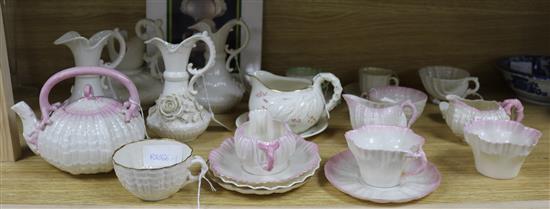 A collection of Belleek porcelain, some First and Second period
